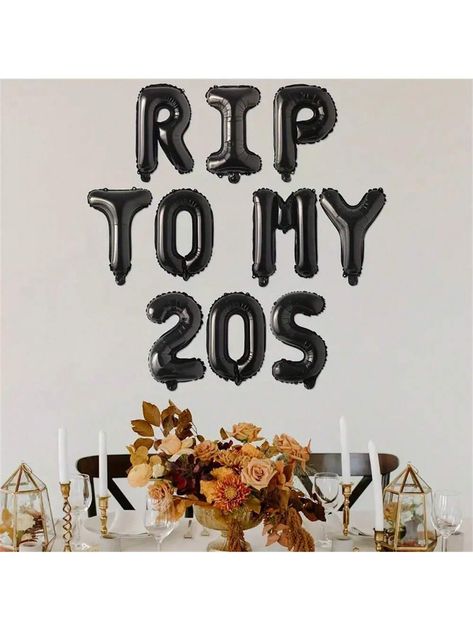 10Pcs Black  To My 20s Letter Balloons 30th Birthday Decorations For Him Her Black  To My 20s ,30TH Birthday  Party Decoration Supplies  TO MY 20S Balloon Banner Gothic Themes 30th Birthday Party DecorationI discovered amazing products on SHEIN.com, come check them out! October 30th Birthday, Themes For 30th Birthday Party For Women, Bye 20's Hello 30's, Witchy 30th Birthday, 30th Birthday Black Theme, 30th Birthday Ideas For Women Decoration, 30th Birthday Themes For Him, Goodbye 20s 30th Birthday, 30 Bday Ideas Turning 30