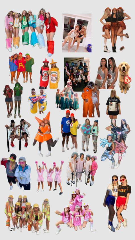 Friend Group Halloween Costumes 7 People, Halloween Costume For A Group Of 4, Preppy Costume Ideas Halloween, Halloween Costumes With 3 People, Seven People Halloween Costumes, 8 People Costume Ideas, Preppy Halloween Costume 2 People, Halloween Costumes For 7 Friends, Fun Run Costume Ideas