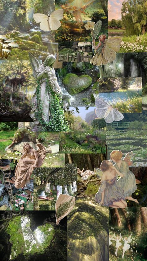 Fairy Collage Aesthetic, Moss Fairy Aesthetic, Fairy Aesthetic Moodboard, Fairy Colour Palette, Fairy Aesthetic Collage, Earth Core Aesthetic, Moodboard Fairy, Merfolk Aesthetic, Earth Fairy Aesthetic