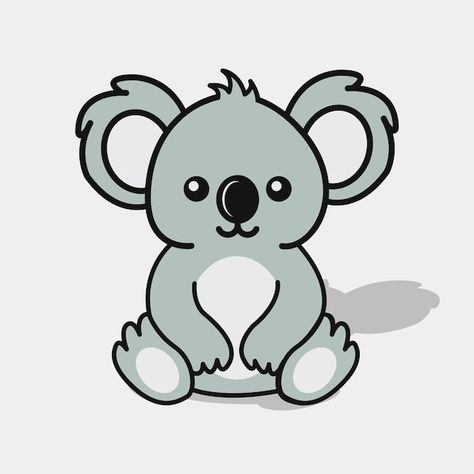 Cartoon koala bear - illustration vector | Premium Vector #Freepik #vector #koala #koala-bear #bear #cute-animals Cute Animals Koala, Koala Illustration Cute, Cute Koala Drawing Easy, Koala Drawing Simple, Koala Bear Drawing, Koala Painting, Koala Cartoon, Koala Craft, Koala Illustration