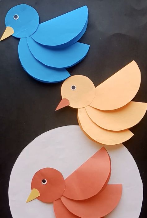 Shape Birds Preschool, Preschool Bird Crafts, Birds Crafts Preschool, Bird Activities For Kids, Birds Activities, Bird Crafts Preschool, Arts And Crafts For Kids Toddlers, Nature Birthday, Bird Nest Craft