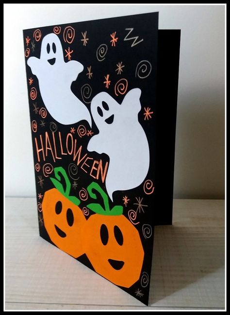 Carte d'Halloween - Le tour de mes idées Minecraft Halloween, Halloween Origami, Carte Halloween, Halloween Classroom, Halloween Cards Handmade, Halloween Scrapbook, Halloween Card, Theme Halloween, Halloween Food For Party