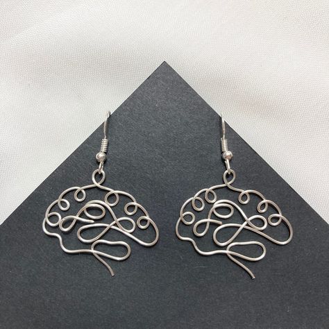 Brain Earrings, Science Earrings, Copper Wire Crafts, Poo Poo, Wire Diy, Wire Jewellery, Earring Ideas, Floral Craft, Handmade Wire Jewelry