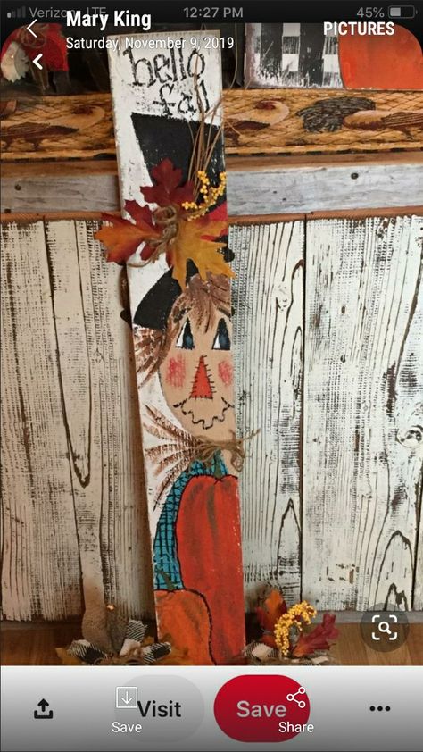 Wood Fall Decorations, Scarecrow Painting, Porch Boards, Fall Pallets, Scarecrow Crafts, Fall Wood Crafts, Crafts Fall, Fall Pumpkin Crafts, Fence Pickets