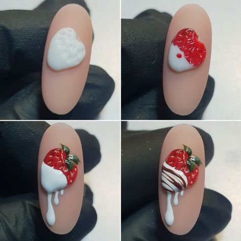 Nail 3d Designs, 3d Fruit Nails, 4d Nail Art, 3d Gel Nail Art, Nails Drawing, Food Nail Art, Fruit Nail Designs, Fruit Nails, Fruit Nail Art