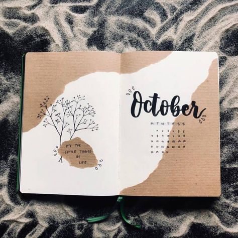 October Monthly Spread, Journal D'inspiration, Creating A Bullet Journal, Bullet Journal Cover Page, Album Journal, Bullet Journal Cover Ideas, Bullet Journal Paper, Journal Spreads, Bullet Journal Mood