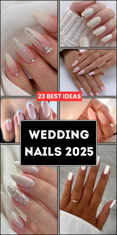 For a chic bridal manicure, wedding nails ideas 2025 offer almond, round, and square shapes. With natural finishes, gold accents, and simple elegance, these styles suit bridesmaids or the bride. Dip nails, gel nails, or acrylic options provide flexibility for any season, from fall to winter, ensuring a flawless look for every wedding. Builder Gel Wedding Nails, Gel Nails Shape Ideas, Nail For A Wedding Guest, Wedding Nails Long Square, Acrylic Nail Wedding, Romantic Wedding Nails For Bride, Nail Designs Indian Wedding, Wedding Nail Color For Bride Gel, Bridal Nails Inspiration