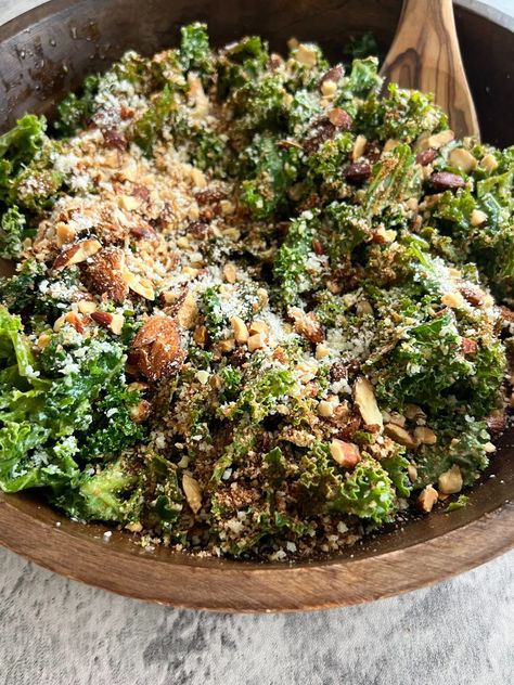 Nutritious Vegetarian Recipes, Healthy Crunchy Salad, Kale Anchovy Salad, Hot Kale Salad, Spring Kale Salad, Kale Parmesan Salad, Kale Salad Chicken, Crispy Kale Salad, Italian Kale Salad