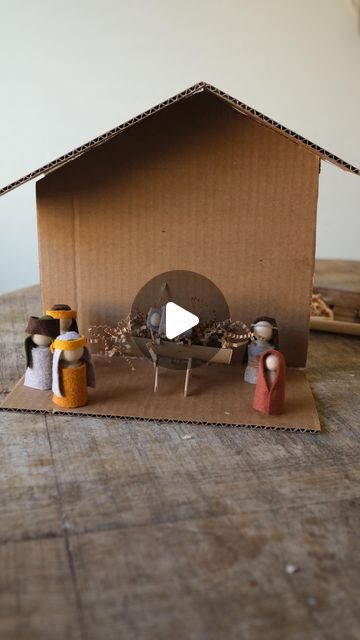 Sibia Torres Padilla | DIYs on Instagram: "Learning what Christmas means to us using things we have at home.  are used cardboard and hot glue for the stable, toilet paper, roll and popsicle sticks for the stable, felt, and Peg dolls for Jesus, Mary Joseph, and the three wise men, lined up the manger with packaging crinkles and we had our DIY nativity  Hope you enjoyed this one. Don’t forget to like and share if you think someone else would enjoy it too." Nativity Toilet Paper Rolls, Nativity Stable Diy Cardboard, Christmas Manger Diy, Peg Doll Nativity Diy, Navity Scene Ideas Diy, Diy Manger Nativity, Manger Scenes Nativity Diy, Diy Nativity Stable, Nativity Crafts For Kids