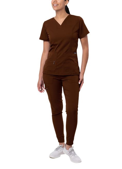 PRICES MAY VARY. PROFESSIONAL: Our PRO Collection Scrub Uniforms Are The Ideal Selection For Any Fashionable Nurse, Dental Assistant, Med & Nursing Students, Doctors, Hospital Workers And All Other Occupations In The Medical Field. With This Collection Experience A Elegant & Presentable Look While Being Comfortable & Equipped For Work! FIT & COMFORT: Offering A Tailored Fit With A Super Soft Stretch Performance Twill Fabric For Ease Of Movement. Experience Elegance And Comfortability With Our So Brown Scrubs Uniform, Brown Scrubs, Hospital Workers, Autumn Palette, Scrubs Uniform, Scrub Life, Deep Autumn, Safety Clothing, Fashion Mask