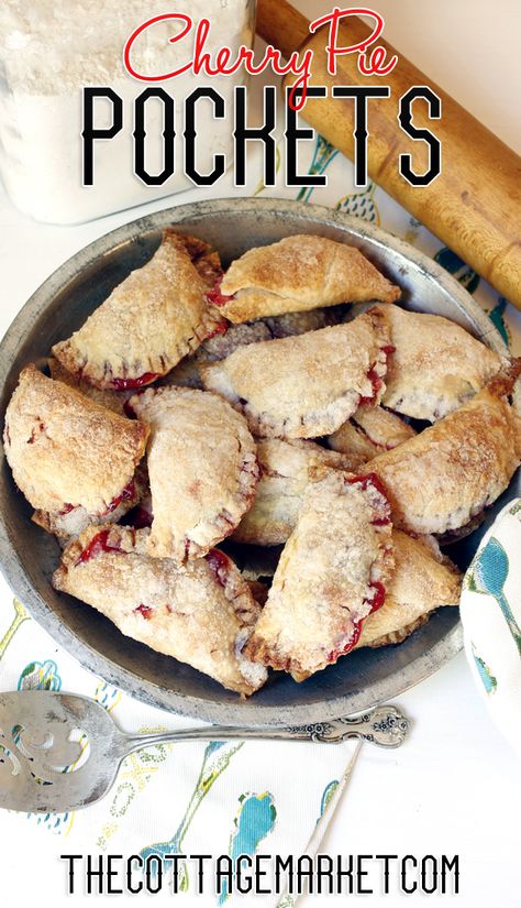 Quick and Easy Cherry Pie Pockets - The Cottage Market Easy Cherry Pie, Pie Pockets, Fried Pies, Pontoon Boats, Cottage Market, Cherry Recipes, Favorite Pie, Recipe Board, Easy Treats