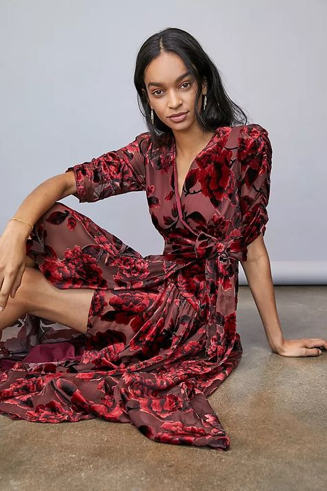 Giulia Burnout Velvet Maxi Dress | Anthropologie Fall Wedding Looks, Anthro Style, Burnout Velvet Dress, Velvet Burnout, Burnout Velvet, Beautiful Maxi Dresses, Velvet Maxi, Velvet Maxi Dress, Stylish Party Dresses