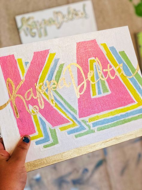 #kappa #delta #sorority #big #little #KD #kappaDelta Sorority Canvas Kappa Delta, Kappa Delta Big Little Basket, Gifts For Little Sorority, Kappa Alpha Theta Painting, Big Little Basket Ideas Sorority Crafts, Delta Zeta Canvas Painting, Delta Gamma Paintings, Cute Sorority Paintings, Kd Painting