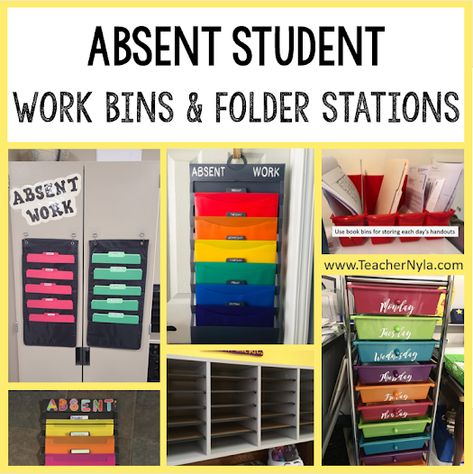 Absent Bin Classroom, Absent Student Organization, Student Absent Work, Student Absent Work Classroom Organization, Make Up Work For Absent Students, Folder Organization Student, Organizing Student Work, Absent Work Organization Elementary, Absent Student System