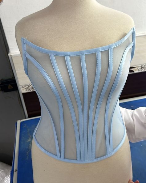 Something blue💙 #corset #dressmaking #sewing #sewingsupplies #tailoring #styleandfashion #prom2025 #fabricstore #corsetmaking Corset Construction, Boning Corset, Blue Corset, Something Blue, Sewing Supplies, Fabric Store, O Ring, Dressmaking, Evening Gown