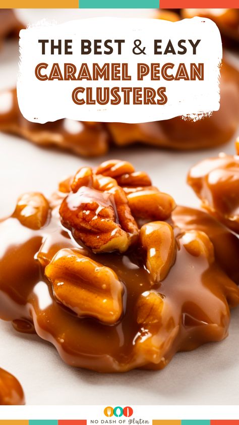 Chocolate Pecan Clusters Easy, Chocolate Pecan Clusters Candy Recipes, Pecan Carmel Clusters, Chocolate Caramel Pecan Clusters, Pecan Balls 4 Ingredient, Nut Clusters Recipe, Homemade Candy Bar Recipes, Caramel Candy Recipe Easy, Pecan Clusters Easy