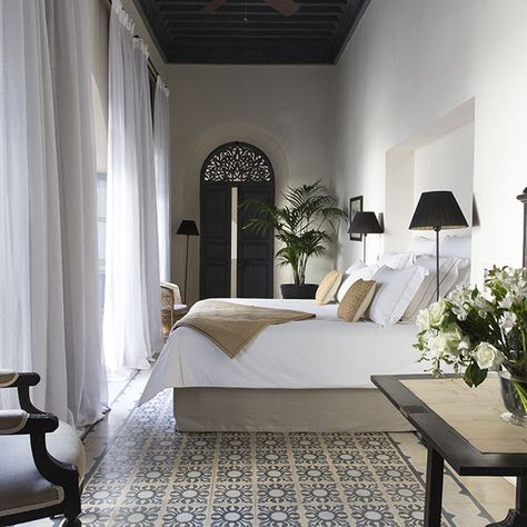 Marrakech Interior Design, Morocco Bedroom, Morocco House, Moroccan Hotel, Morocco Luxury, Morocco Hotel, French Colonial Style, Tropical Colonial, Riad Marrakech