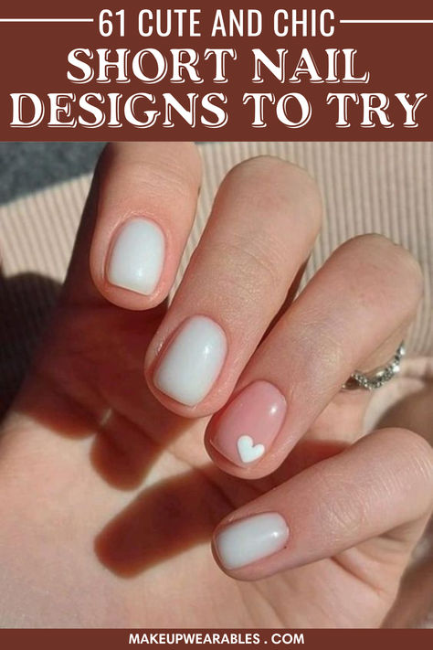 Short Cute Nail Designs Basic Nail Art Short Nails, Short Nail Designs Regular Polish, Simple Square Short Nails, Short Acrylic Nail Art Designs, Simple Cute Gel Nails, Natural Short Gel Nails Simple, Nail Ideas Very Short, Easy Nail Designs For Beginners Short, Easy Gel Nail Designs For Short Nails For Beginners