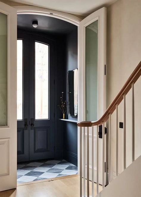 Eve Singer, Custom Sliding Doors, Hoboken New Jersey, Entryway Tile, Entry Tile, Entryway Flooring, Winding Staircase, Brooklyn Brownstone, Design Jersey