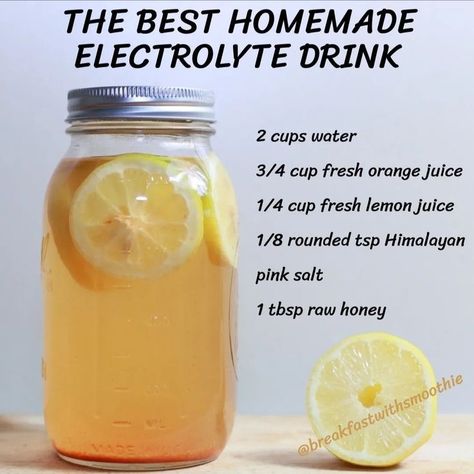 Electrolyte Drink Recipe, Homemade Electrolyte Drink, Tlc Diet, Electrolyte Water, Healthy Juice Drinks, Drink Recipes Nonalcoholic, Hydrating Drinks, Infused Water Recipes, Refreshing Drinks Recipes