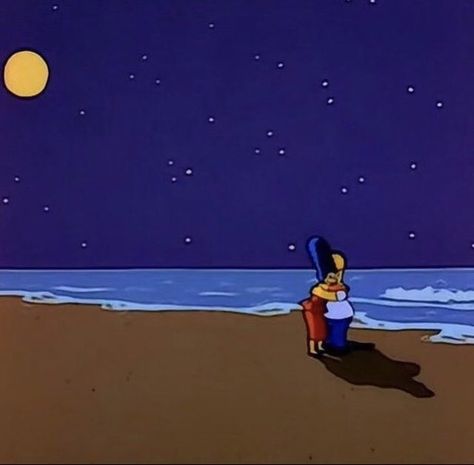 Night Time Beach, Me And Him, Homer And Marge, Beach Walks, Energy Art, The Simpson, Cute Couple Cartoon, Homer Simpson, Cartoon Gifs