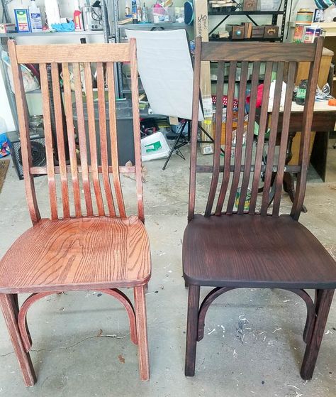 Restaining Wood Furniture, Rustic Style Furniture, Raw Wood Furniture, Restore Wood, Wood Furniture Plans, Wood Furniture Design, Wooden Chairs, Painted Chairs, Into The Woods