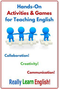 Students learn in a variety of ways. Hands-on activities and games encourage creativity, collaboration, and communication. Teaching English with these activities can help language students learn and practice English vocabulary, grammar, concepts, and ideas. Here are seven hands-on activities and games for teaching English. English Communication Activities, English Camp Ideas, English Camp Activities, English Learning Games, English Club Activities, Games For Teaching English, Basic English For Kids, Collaborative Learning Activities, Communicative Language Teaching