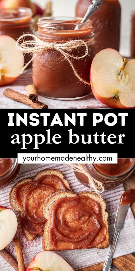 Instant pot apple butter in jars and spread on toast. Healthy Apple Butter Recipe, Instant Pot Apple Butter, Apple Butter Recipe, Apple Orchards, Apple Slaw, Canned Apples, Sweet Butter, Healthy Instant Pot Recipes, Healthy Apple