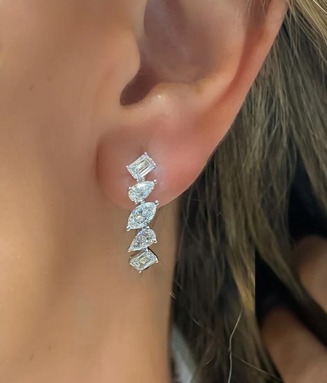 Shine bright with our Swarish Jewels Multishape Diamond Silver Hoop Earrings – the perfect blend of style and sparkle!🤍✨ #silver #silverjewelry #jewelry #hoops #earrings #accessories #925sterlingsilver #silverearring #multishapeearrings #designerjewelry Wedding Diamond Earrings, Fancy Diamond Earrings, Sister Ring, Shein Outfit Ideas, Drop Diamond Earrings, Jewelry Hoops, Beautiful Diamond Earrings, Round Diamond Earrings, Diamond Jewelry Earrings