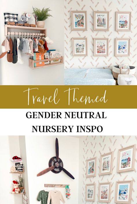 Gender neutral travel themed nursery! Adventure Travel Nursery, Travel Nursery Ideas, World Themed Nursery, Travel Inspired Nursery, World Travel Nursery, Around The World Nursery Theme, Travel Nursery Decor, Nursery Airplane Theme, Gender Neutral Adventure Nursery