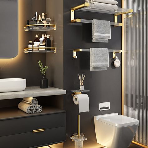 Bathroom with gold accents