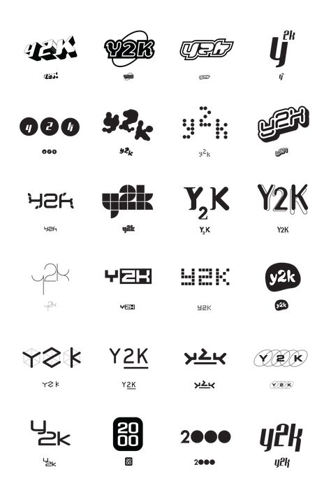 Y2K Aesthetic Institute on Behance Logo Tipografi, Y2k Symbols, Y2k Designs, Y2k Aesthetic Institute, Typographie Logo, Alphabet Graffiti, Y2k Poster, Aesthetic Typography, Inspiration Logo Design