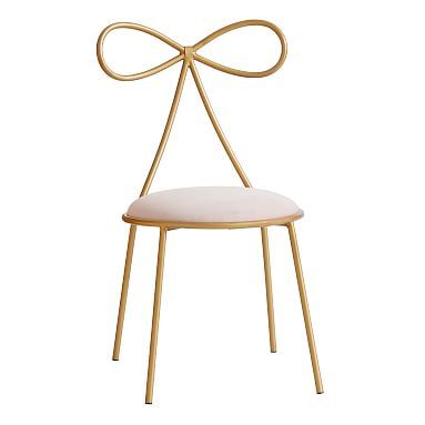 The Emily & Merrit Bow Chair, Gold/Everyday Velvet Rose Cave Chair, Desk Chair Teen, Bow Chair, Teen Desk, Computer Chairs, Pottery Barn Kids Backpack, Girls Room Design, Girls Bedroom Furniture, Emily And Meritt