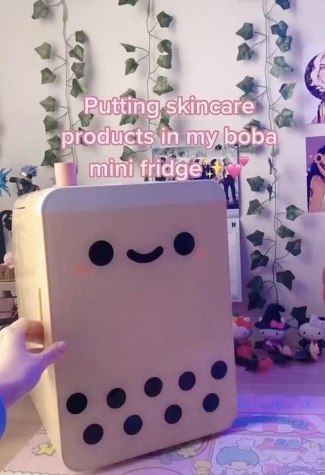 Boba Mini: The Most Portable Bluetooth Audio Bridge Line Friends Mini Fridge, Mini Skincare Products, Boba Mini Fridge, Boba Fridge, Kawaii Mini Fridge, Cute Japanese Things, Stuff To Get On Amazon, Kawaii Stuff To Buy, Kawaii Bedroom Ideas