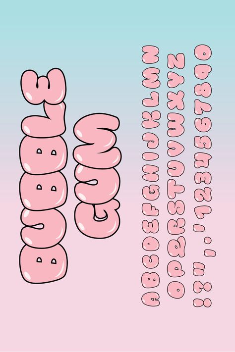 Bubble Lettering Fonts, Numbers Bubble Letters, Girly Graphic Design, Bubble Letters Alphabet, Bubble Alphabet, Alfabet Font, Bubble Letter Fonts, Font Bubble, Lettering Styles Alphabet