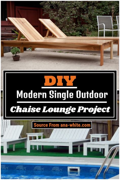 13 Free DIY Chaise Lounge Plans - DIYS Craftsy Diy Chaise Lounge, Lounge Chair Diy, Pallets Outdoor, Chaise Lounge Outdoor, Outdoor Farm Table, Wood Lounge Chair, Concrete Patio Designs, Outdoor Wood Furniture, Diy Pallet Furniture Outdoor