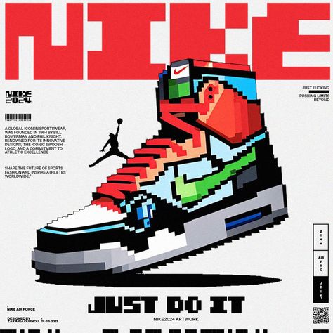 All Posts • Instagram 8 Bit Graphic Design, Nike Graphic Design, Pixelated Art, 2024 Graphic, Web Ideas, Phil Knight, Nike Art, Minimalist Graphic Design, Global Icon