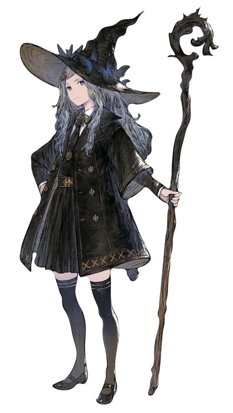 work on your shadow self! Nier Reincarnation Characters, Anime Wizard Art, Witch Art Character Design, Nier Reincarnation Art, Witch Clothes Drawing, Fantasy Witch Art, Witch Illustration Art, Witch Rpg, Dnd Witch