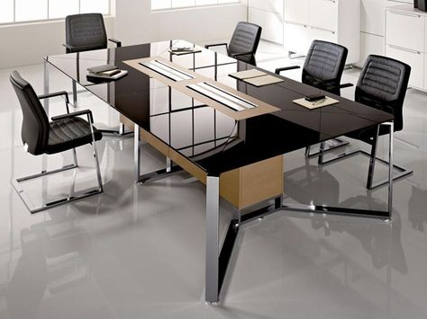 Rectangular meeting table I-Meet Collection by Las Mobili Meeting Room Table Design, Meeting Room Design Office, Italian Office Furniture, Conference Table Design, Meeting Table Office, Meeting Room Table, Meeting Room Design, Modular Office Furniture, Office Meeting Room