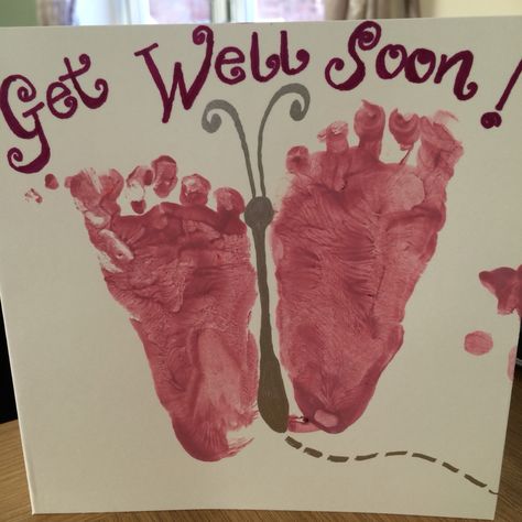 Get Well Handprint Crafts, Get Well Footprint Card, Get Well Handprint Card, Handprint Get Well Card, Get Well Soon Footprint Card, Get Well Soon Handprint Card, Get Well Soon Cards From Kids, Nanny Crafts, Babysitting Crafts