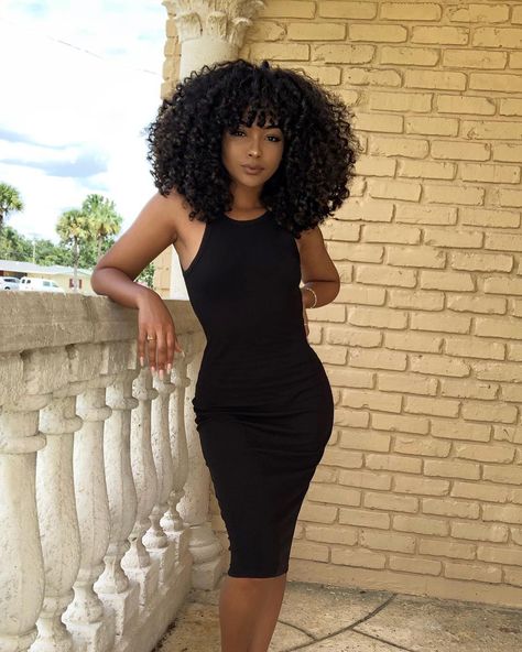 Alexandra on Instagram: “Dress: @fashionnova” Short Curly Hair, Curly Haircut, Big Curly Hair, Pelo Afro, Black Curly Hair, Curly Hair With Bangs, Curly Hair Cuts, Hair Stuff, Hair Game