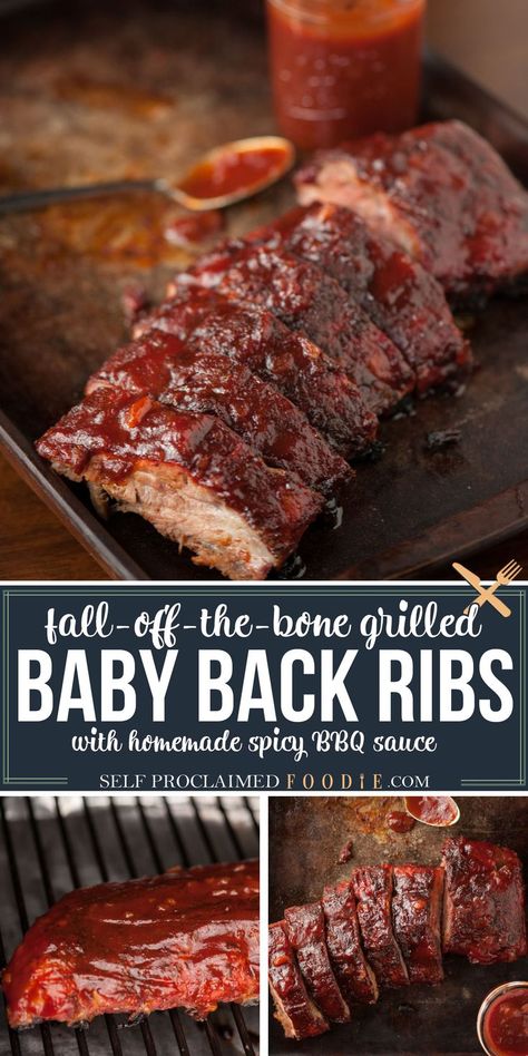 Grilled Bbq Ribs, Easy Homemade Bbq Sauce, Tuna Dinner, Boom Sauce, Babyback Ribs Recipe, Grilled Baby Back Ribs, Spicy Bbq Sauce, Bbq Sauce Homemade Easy, Easy Ribs