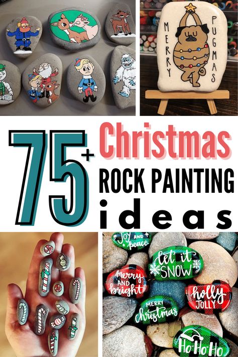 Painted Rocks Ideas Christmas, Joy Rock Painting, Christmas Themed Rock Painting, Holiday Painted Rocks Ideas, Easy Paint Marker Ideas, Xmas Painted Stones, Rock Painting Ideas For Christmas, Rock Painting For Christmas, Painting Rocks Ideas Easy Christmas