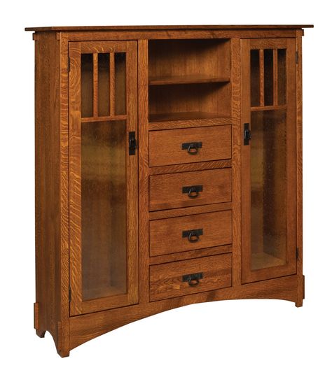 Craftsman Style Furniture, Arts And Crafts Interiors, Mission Style Furniture, Bookcase With Drawers, Display Bookcase, Mission Furniture, Craftsman Furniture, Arts And Crafts Furniture, Craftsman Style Home