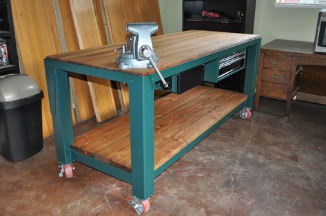 Stuff To Build, Welding Table Diy, Workbench Designs, Welding Tables, Mobile Workbench, Steel Table Base, Welding Shop, Woodworking Jobs, Woodworking Toys