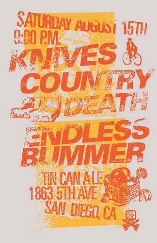 Knives poster San Diego by Acamonchi San Diego Graphic Design, San Diego Art, Gig Poster, Typographic Poster, Grafic Design, Melting Pot, Gig Posters, Creative Posters, Dental Implants