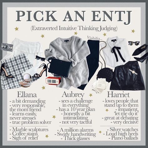 𝐌𝐚𝐡𝐚𝐥𝐢𝐚 🌼 on Instagram: “16 𝙥𝙚𝙧𝙨𝙤𝙣𝙖𝙡𝙞𝙩𝙞𝙚𝙨: 𝙀𝙉𝙏𝙅 Are you an ENTJ? Which girl would you pick? • I’m Ellana! • #moodboard #moodboardaccount #nichememes #nicheaesthetic…” Entj Personality, Aesthetic Character, Niche Aesthetic, Celebrity Aesthetic, Hobby Ideas, Mbti Character, Myers–briggs Type Indicator, Myers Briggs Type, 16 Personalities