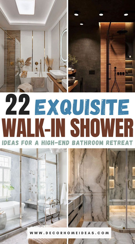 Explore 22 exquisite walk-in shower ideas that will elevate your bathroom's style and functionality. From minimalist designs with sleek glass enclosures to opulent setups featuring stone walls and rainfall showerheads, these ideas offer inspiration for creating a spa-like sanctuary at home. Unique Walk In Shower Ideas, Awesome Showers Walk In, Shower In Separate Room, Glass Shower No Door Walk In, Glass Less Shower Walk In, Luxury Master Shower Walk In, Cave Shower Ideas, Body Shower Design, Best Shower Designs Master Bath