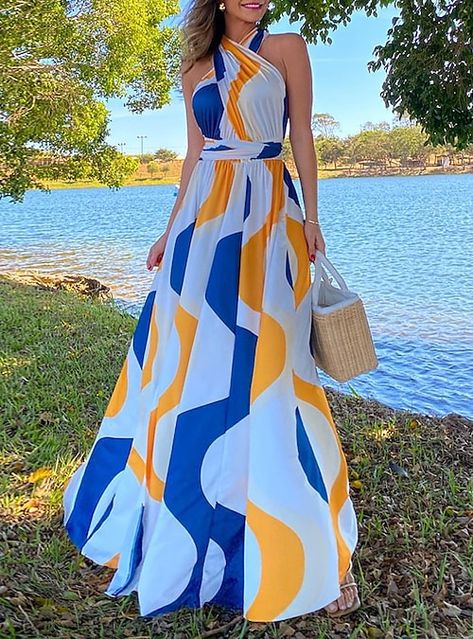 Vestidos Retro, Backless Midi Dress, Boho Dresses Long, Sleeveless Skirt, Split Maxi Dress, Mini Robes, Maxi Robes, Split Dress, Long Summer Dresses