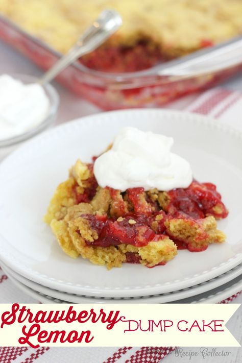 Strawberry Lemon Dump Cake    Save   Print Author: Jaren Ingredients 2 cans strawberry pie filling 1 box lemon cake mix 2 sticks butter, cut... Oreo Dump Cake, Lemon Dump Cake, Lemon Dump Cake Recipe, Lemon Oreo, Strawberry Dump Cake, Pineapple Dump Cake, Easy Dump Cake Recipe, Blueberry Dump Cakes, Apple Dump Cakes